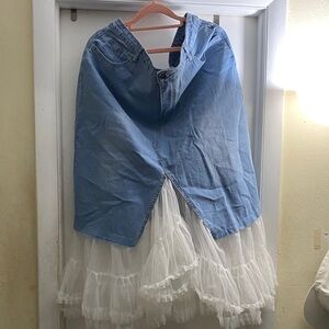 Denim and White Layered Skirt